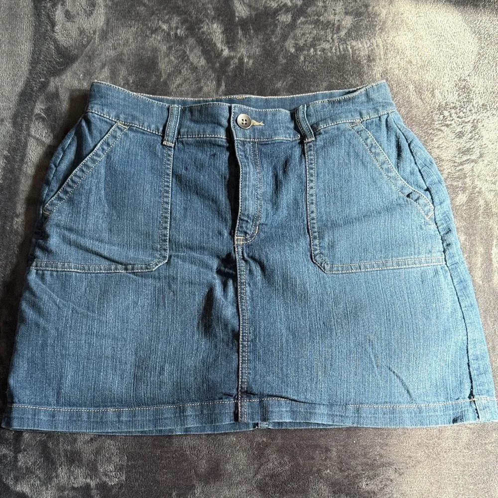 Croft & Barrow Blue Denim Mini Skort size 10P Comfort Classic Summer Fall Petite